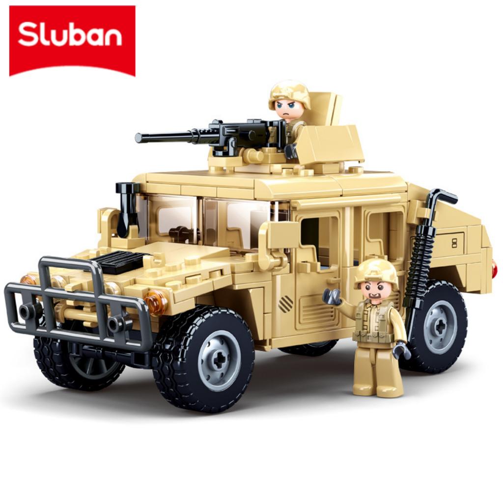 Sluban 265PCS Military H1 Assault Armor Vehicle Building Blocks Educational War Army Soldier Car Creation Toy Bricks for Boys