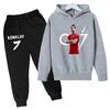 Kids Autumn Fashion Hoodie Boy Girl Toddler Pullover 3-12 Yrs Football Letters CR7 Clothing Casual Top+Pants 2P Brand Sports Set