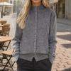 Женские кардиганы со стойкой, свободные, на пуговицах, вязаные, теплые, с длинным рукавом, уютные, повседневные, пальто-свитер