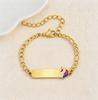 Atoztide Engrave Name Bracelet For Baby Kids Color Oil Drip Football Stainless Steel Jewelry Figaro Chain Personalized Gift