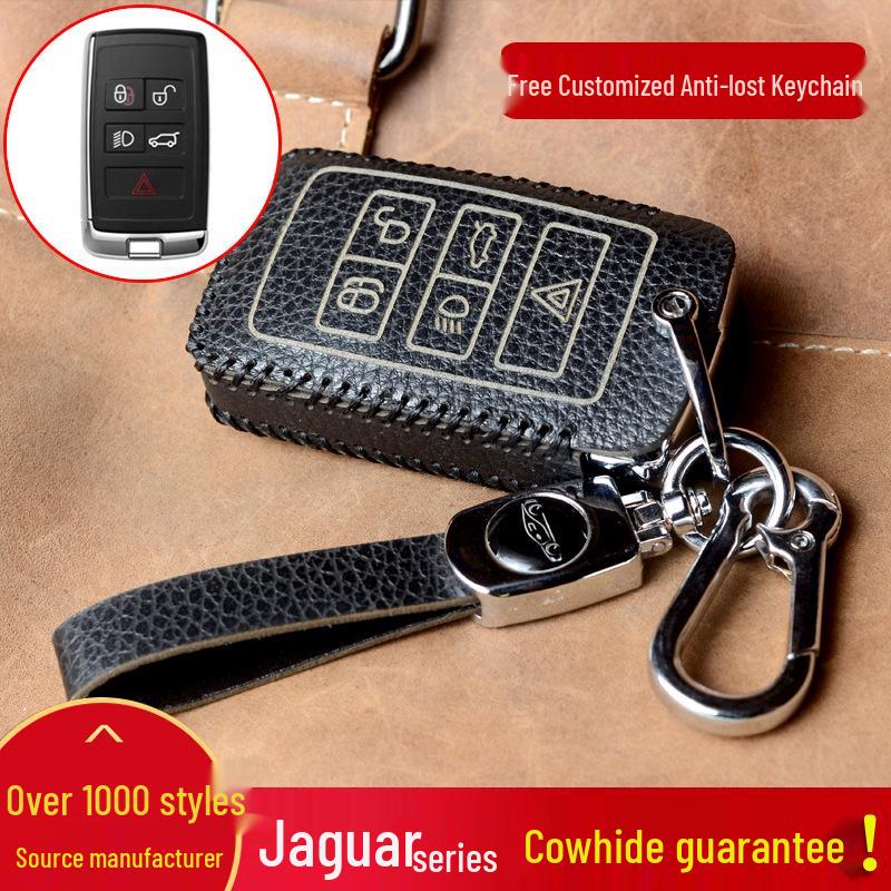 Оригинальный кожаный чехол для автомобильного ключа Jaguar XEL, XFL, XF, XE, F-Pace, XJ - Женская высококачественная умная модель с пряжкой.
