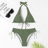 Beach Holiday Swimwear Strappy Bikini Sexy Solid Colour Separate Swimwear Set