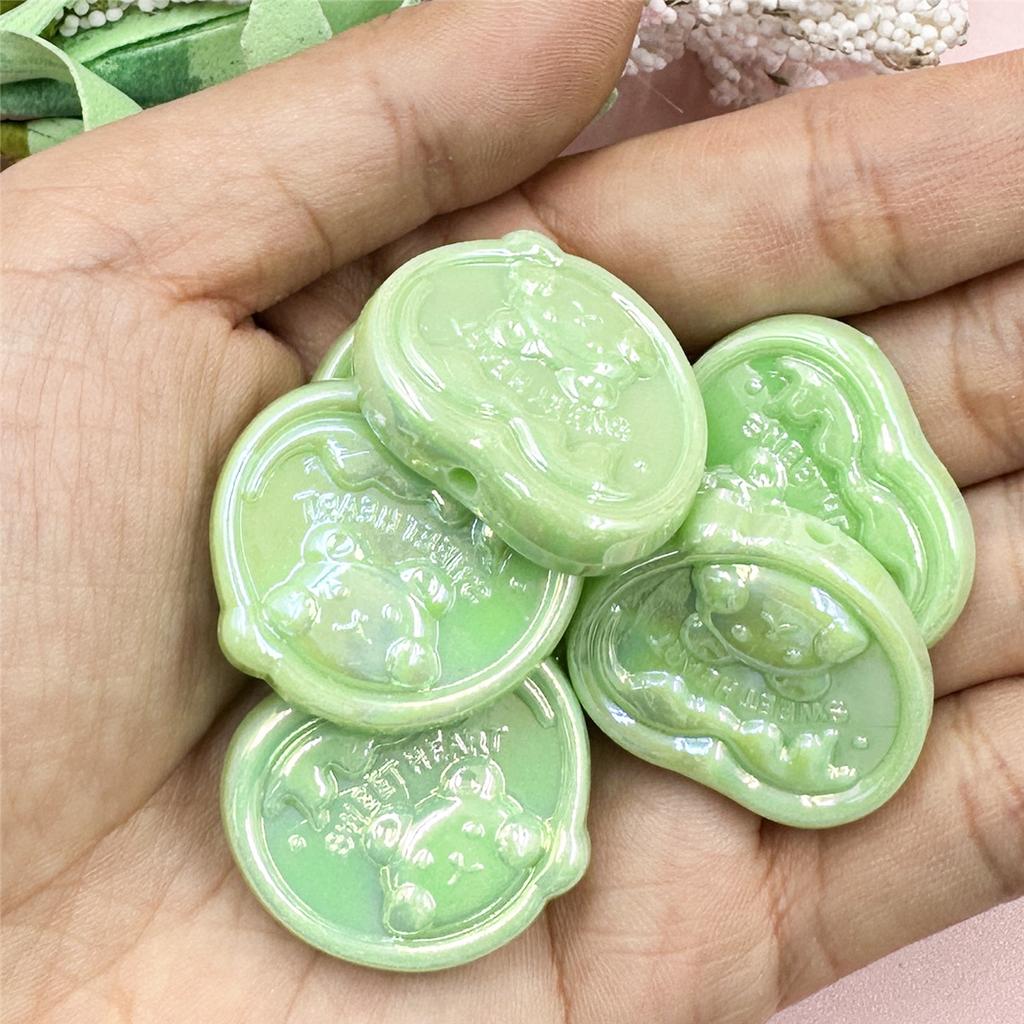 Высококачественные DIY Ювелирные Аксессуары Рассыпные Бусины 24*28мм 7шт Акриловые Бусины Материалы Ювелирные Изделия Любовь Медведь УФ Цветное Покрытие Сердце