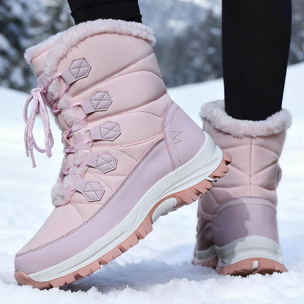 Women Warm Lined Outdoor Boots High Top Shoes Winter Walking and Commuting Casual Outdoor Travel Seasonal Everyday Footwear Sizes 36-42
