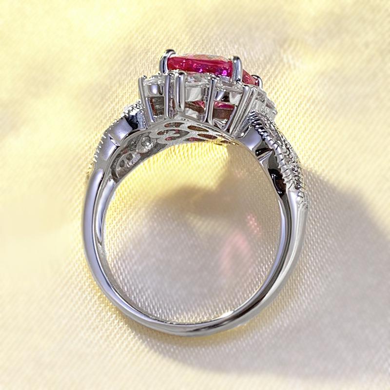 Xiancan Jewelry 2023 Pink Moissanite Silver Ring - Niche Light Luxury Style