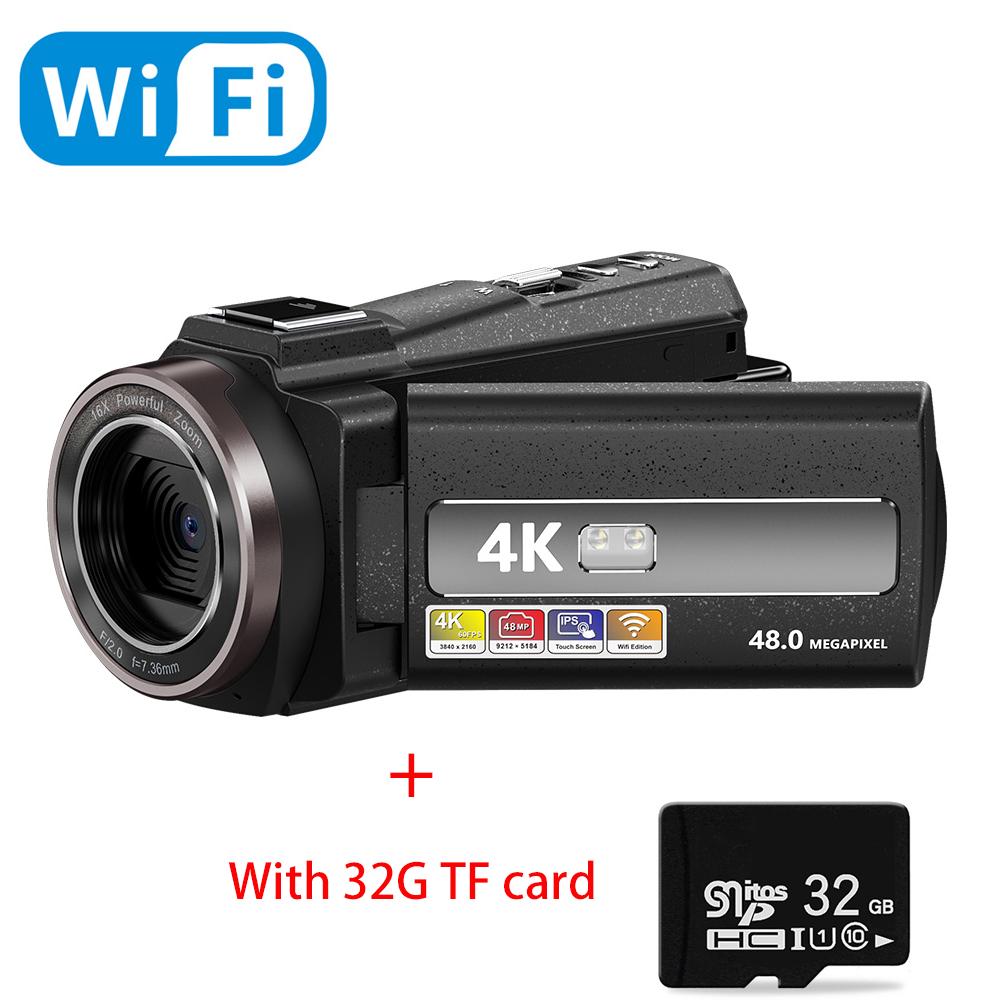 Цифровая Wi-Fi видеокамера 4k Full Hd 16 Мп Dv-рекордер Аккумулятор большой емкости 2000 мАч Поворот экрана на 270 градусов 16-кратный зум для ночной съемки