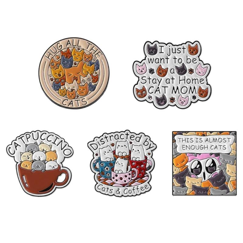 Оригинальные Буквенные Котятки Значки Стойкое Покрытие Легкие Износостойкие Значок-Булавка Украшение Для Повседневной Вечеринки