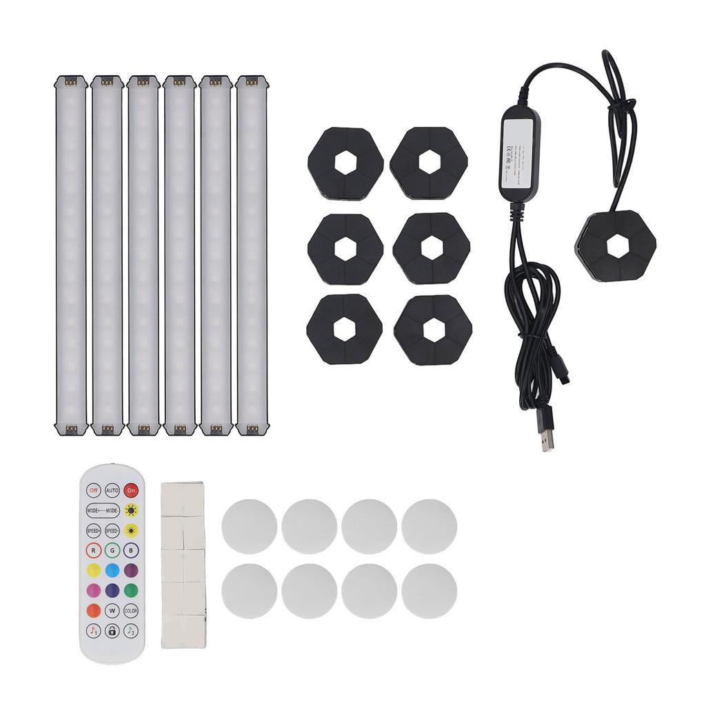 6 шт. светодиодных настенных светильников, 16 миллионов цветов RGB, синхронизация музыки, приложение WiFi, голосовое дистанционное управление, светодиодная стена