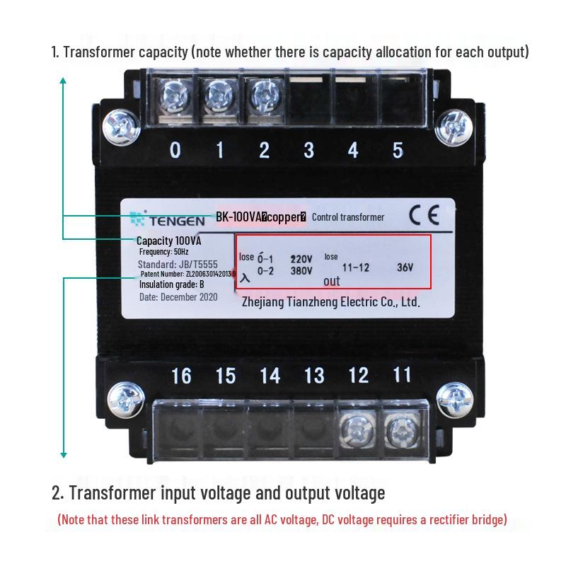 BK-100W 100VA All-Copper Transformer 380/220/110/36/24/12/6V Machine Tool Control