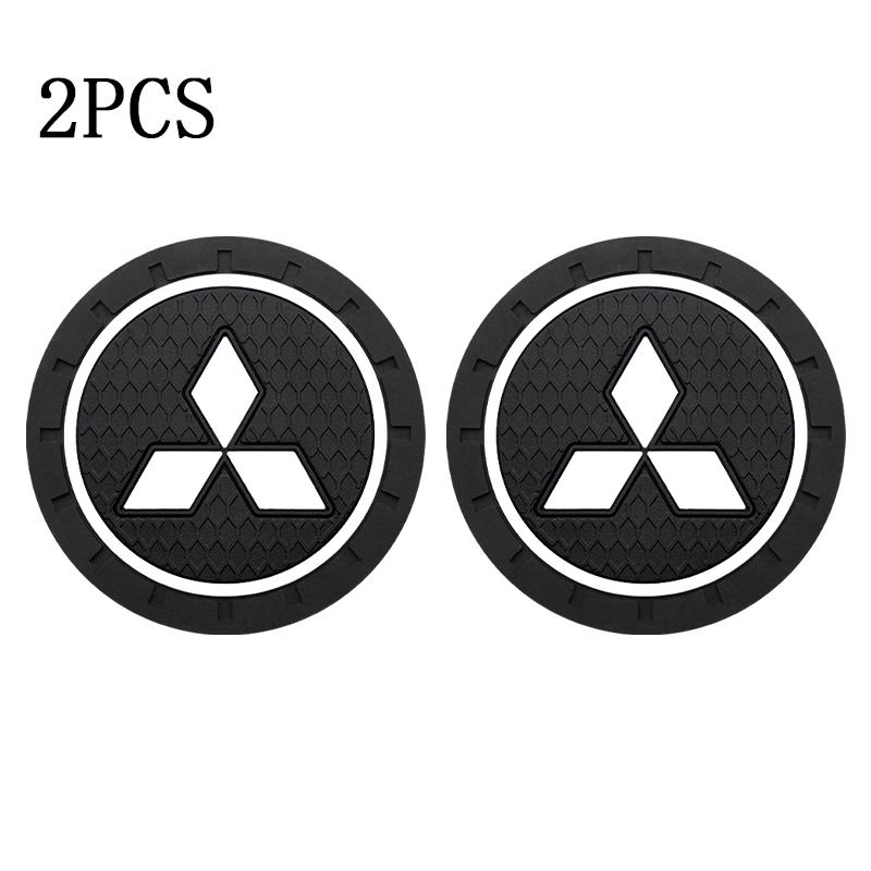 For Mitsubishi Ralliart Lancer Ex Outlander Pajero ASX EVO Car Logo Coaster Anti-skid Mats Water Cup Pads Emblem Car Accessories