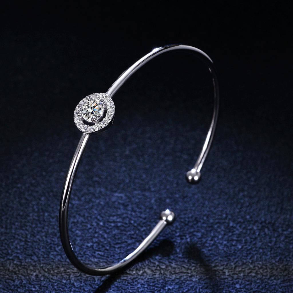 S925 Серебряный браслет Муассанит Браслет Муассанит Роскошный круглый браслет-сумка для женщин