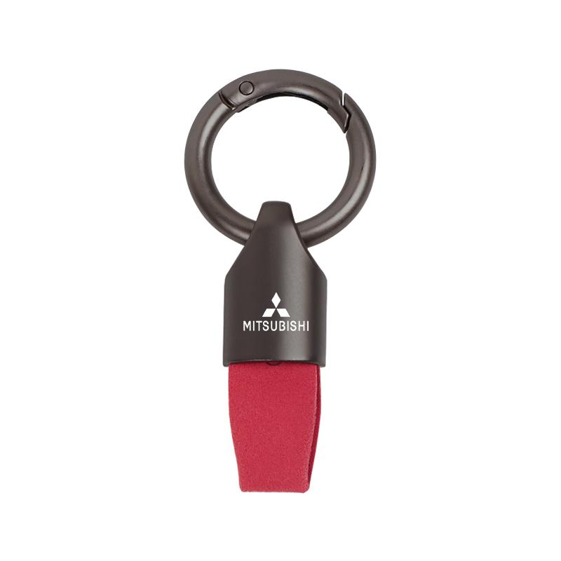 Leather Keychain Car Styling Emblem Metal Pendant For Mitsubishi Pajero Colt I200 Space Delica Triton Ralliart Ex Mirage Jinxuan