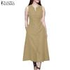 ZANZEA Женское повседневное летнее платье без рукавов с открытыми плечами