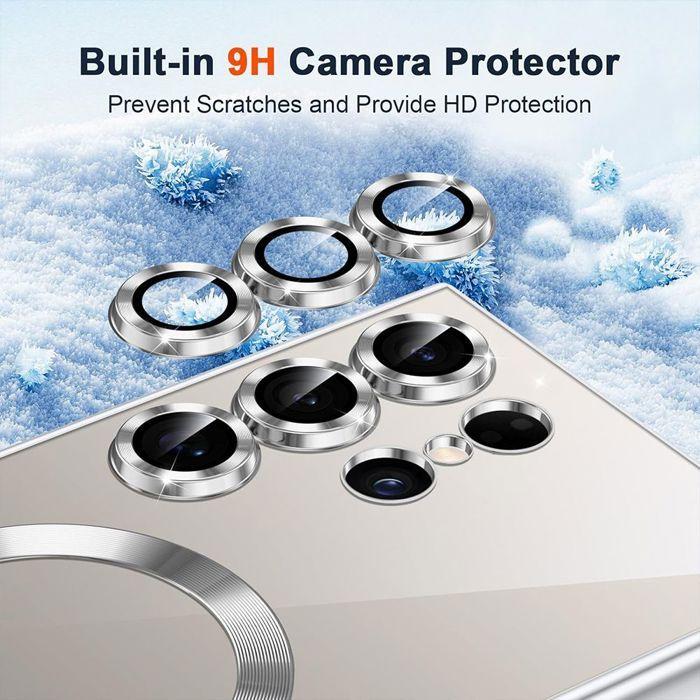 Coque pour Samsung Galaxy S26 Ultra, avec Cercle Magnétique - Contour Argenté - 2 Verres Trempés