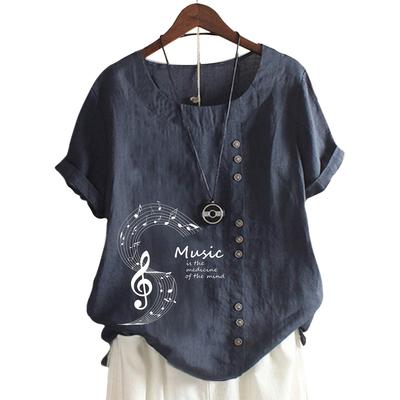 Женский хлопковый топ с круглым вырезом, короткими рукавами и 11 яркими цветочными узорами