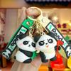 Whimsical Panda Cartoon Keychain Creative Rubber Charm For Backpack Or Keys Car