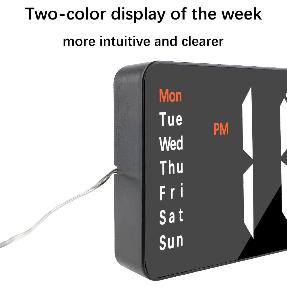 Память выключения Большие цифровые настенные часы Пульт дистанционного управления Двойные будильники Светодиодные часы Настольные часы Настенные часы Температура Дата Неделя Дисплей