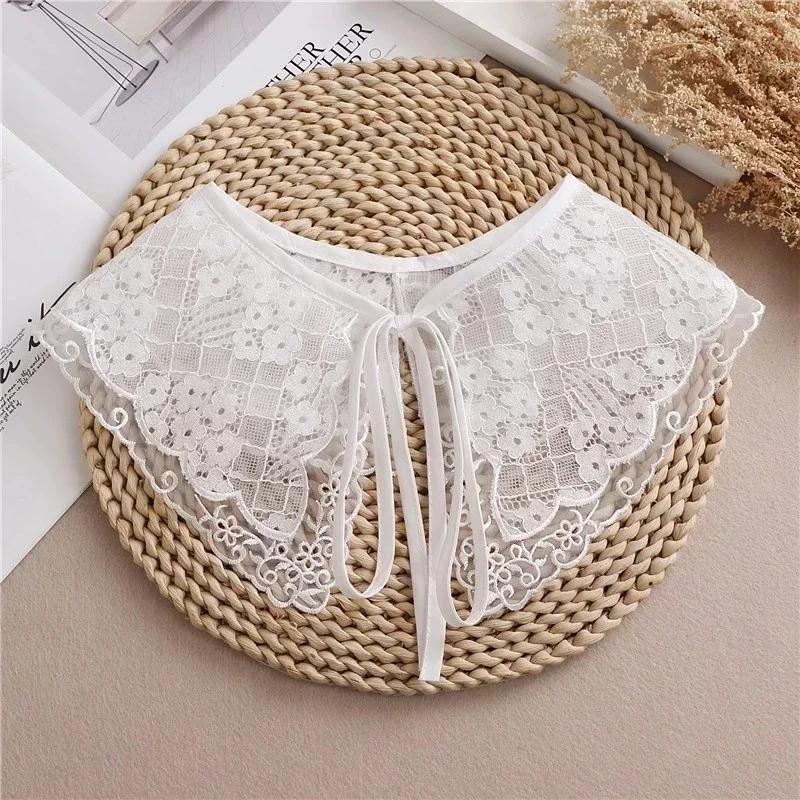 Summer Bow Tie Shawl White Fake Collars for Women Removable Dress Detachable Collar Wrap Shawl  False Collar Decor