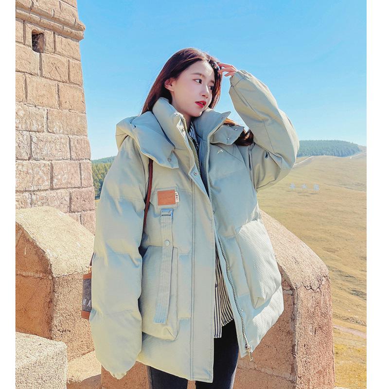 Women's Short Cotton Down Jacket - Korean Style, Loose Fit, Hong Kong Trend, Small Size, Perfect for Students