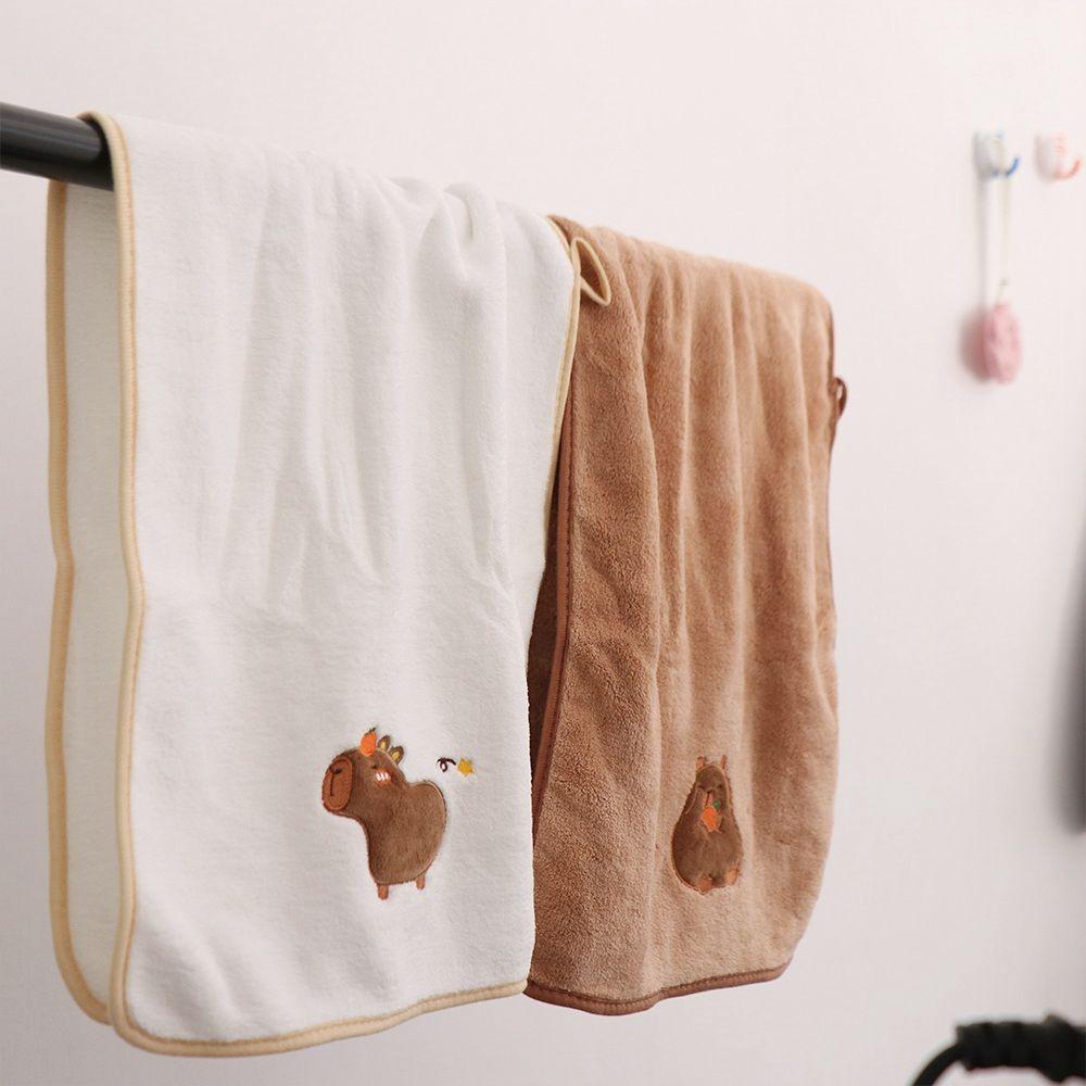 Soft Capybara Pattern Cartoon Towel Super Absorbent Coral Velvet Bath Towel Cartoon Thicker Face Towel Bathroom