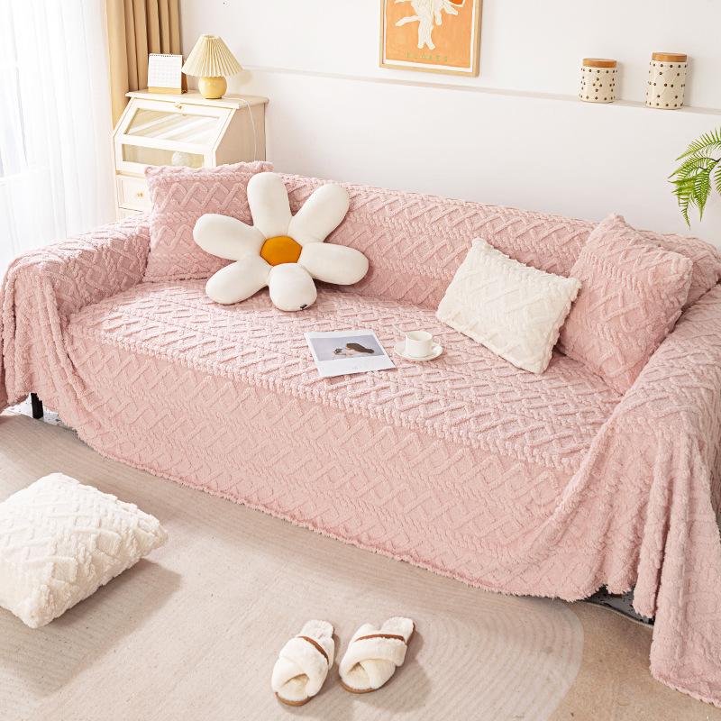 Ins Style Чехол для дивана Полотенце Зимний утолщенный флисовый теплый чехол для дивана 2024 Новая подушка Одеяло