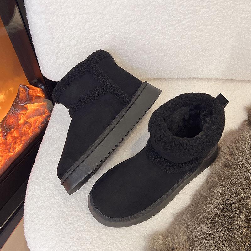 Зимние женские ботинки на толстой подошве 2025 новая бархатная утолщенная хлопковая обувь для Северо-Востока водонепроницаемая, дышащая и теплая верхняя хлопковая обувь