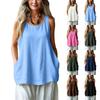 Women's Fashion Multi-Color Loose Casual Sleeveless Round Neck Vest T-Shirt