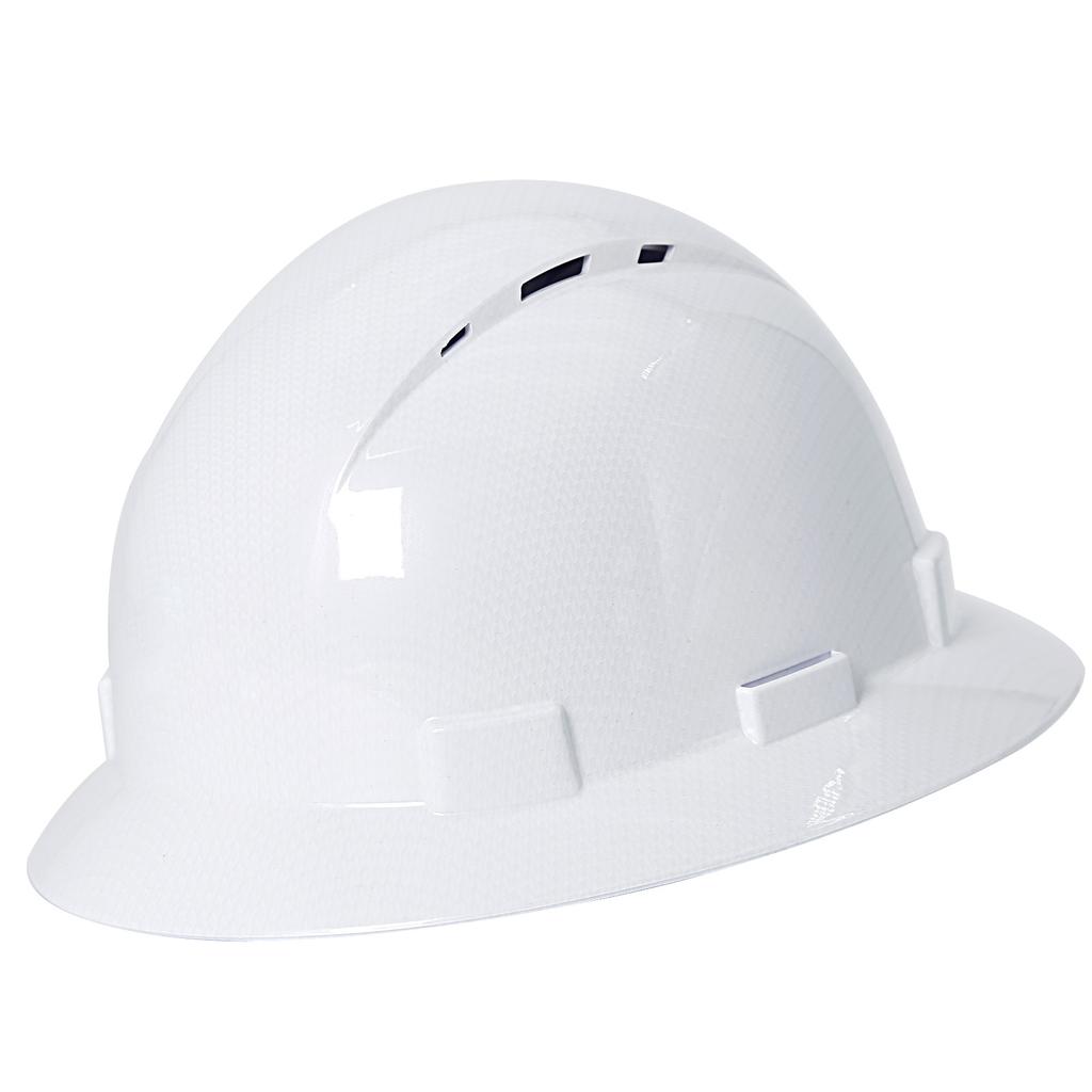 Wide Full Brim Safety Helmet Carbon Fiber Pattern Construction Work Cap Lightweight High Strength Railway Protective Hard Hat