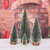 Mini Christmas Trees Snow Frost Flocked Bottle Brush Tree with Wooden Base Small Artificial Xmas Tree for Winter Holiday Tabletop Decor