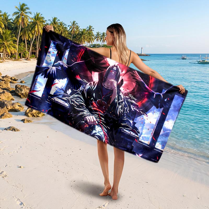 Itachi Uchiha Printed Swim Towel, Portable Water Absorbent Towel for Beach Camping Daily Bathroom Use