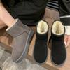 Новые зимние сапоги в стиле Snow Boot, короткие зимние женские сапоги из овчины, водонепроницаемые ботильоны из натуральной шерсти, теплые туфли на плоской подошве с меховой подкладкой D227