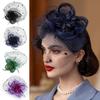 Tulle Petal Feather Headpiece Veil Headband with Hair Clip Mesh Flower Headwear  Cocktail Tea Party