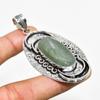 Green Apatite Gemstone Handmade 925 Silver Plated Jewelry Pendant 2.72"