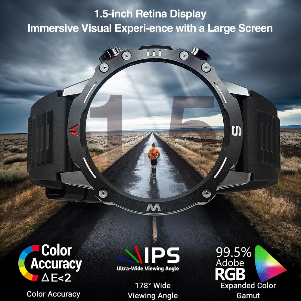 1,5-дюймовые мужские спортивные смарт-часы с синим зубом, компас, IP68, водонепроницаемый браслет с ЭКГ и функцией NFC