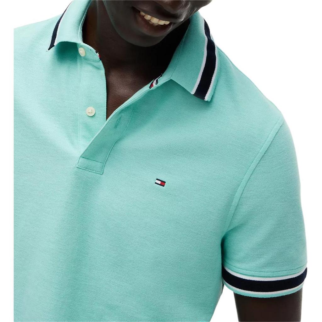 Tommy Hilfiger Polo Shirts Men's Light Jade Green Heather Moderate Straight Fit XM07582-M2F