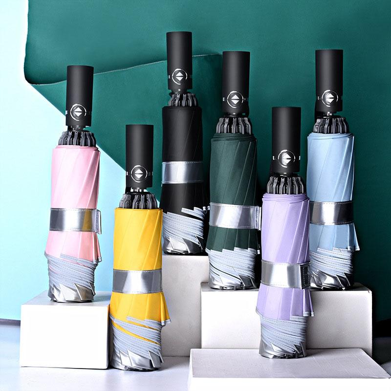 Hot Sell10K Reflective Parapluie Automatic Inverse Umbrella For Car Foldable Umbrella Rain Men Women Black Coating Sun Umbrella