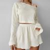 2024 European & American Knit Blend Women's Long-Sleeve Shorts Set - Soft & Skin-Friendly Home Wear