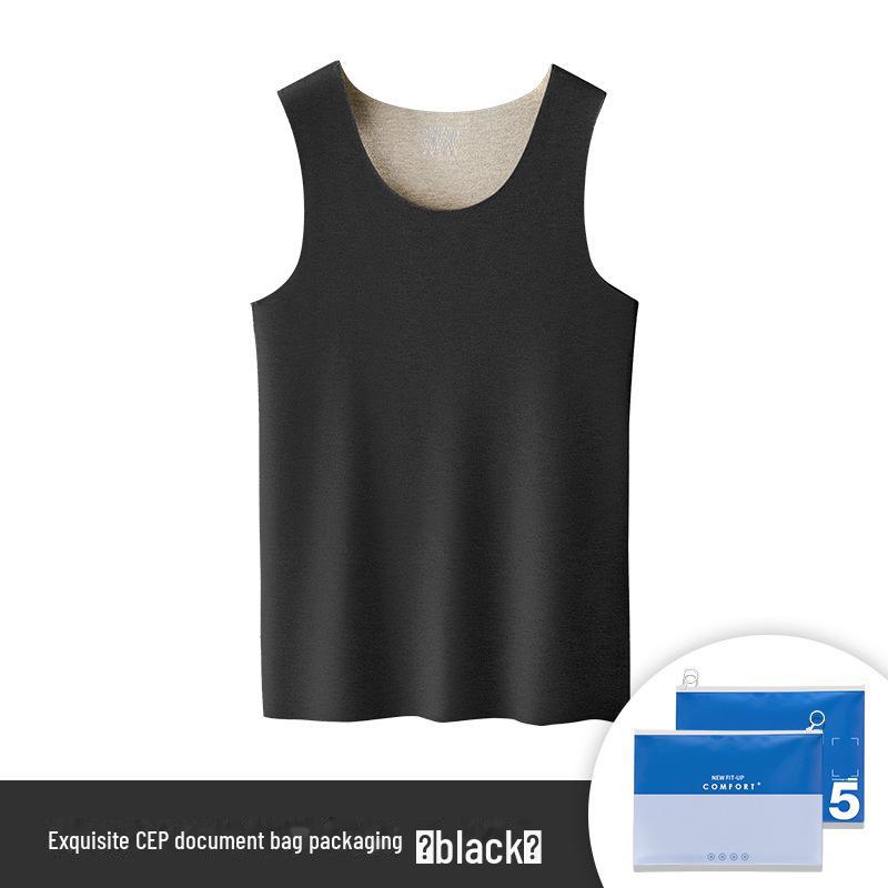 Большой размер осень/зима бесшовный бархатный мужской теплый жилет – утолщенная футболка без рукавов