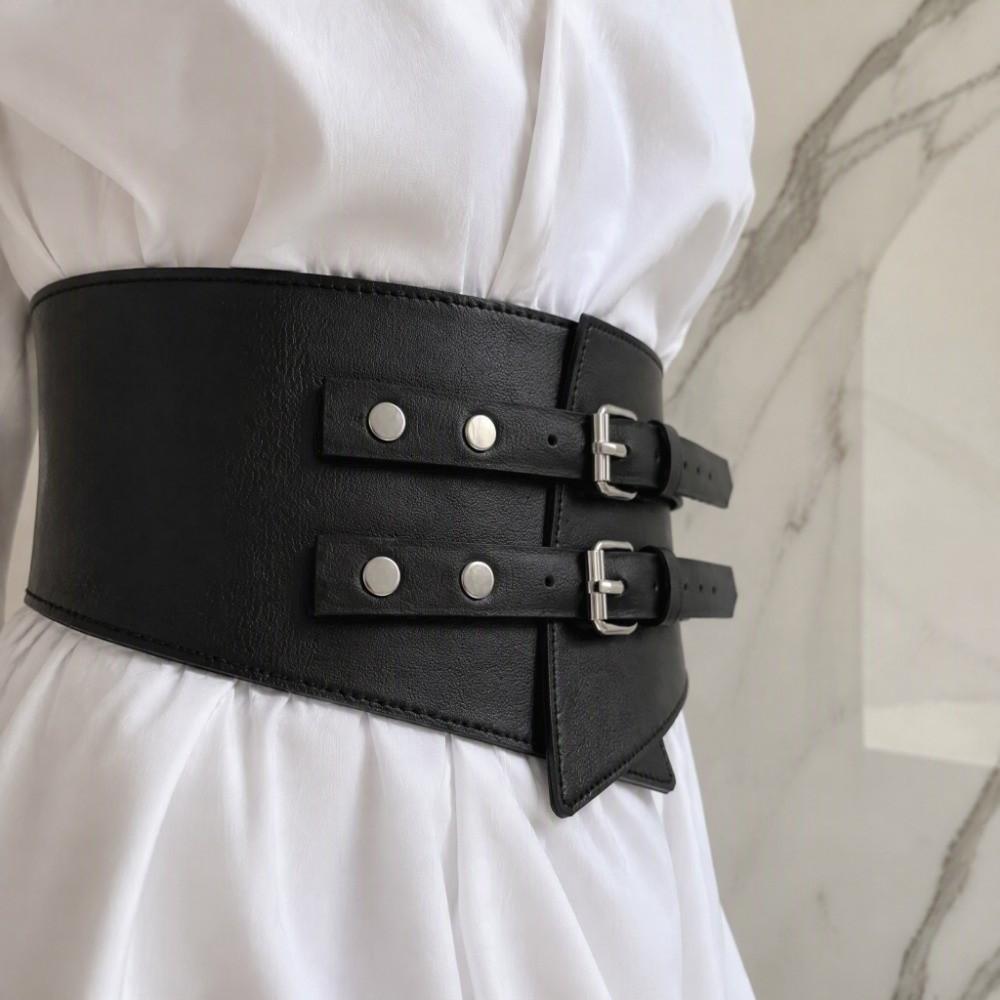 Soft Leather Decorative Buckle Belt Adjustable Fit Punk Corset Belt Party Outfit