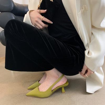 Высокие каблуки черные темпераментные туфли-сандалии с закрытым носком туфли феи тонкие каблуки туфли-лодочки женские с острым носком