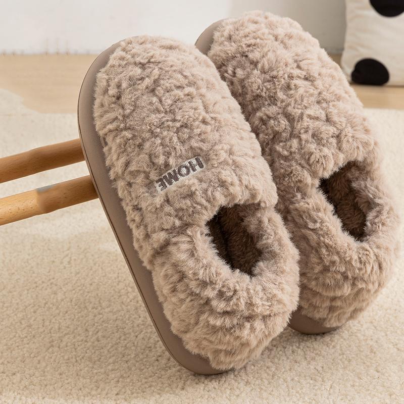 Winter Home Cotton Slippers Women Indoor Warm Plush Footwear Non-Slip Platform Slippers Trend Couple Men All-in Package Shoes