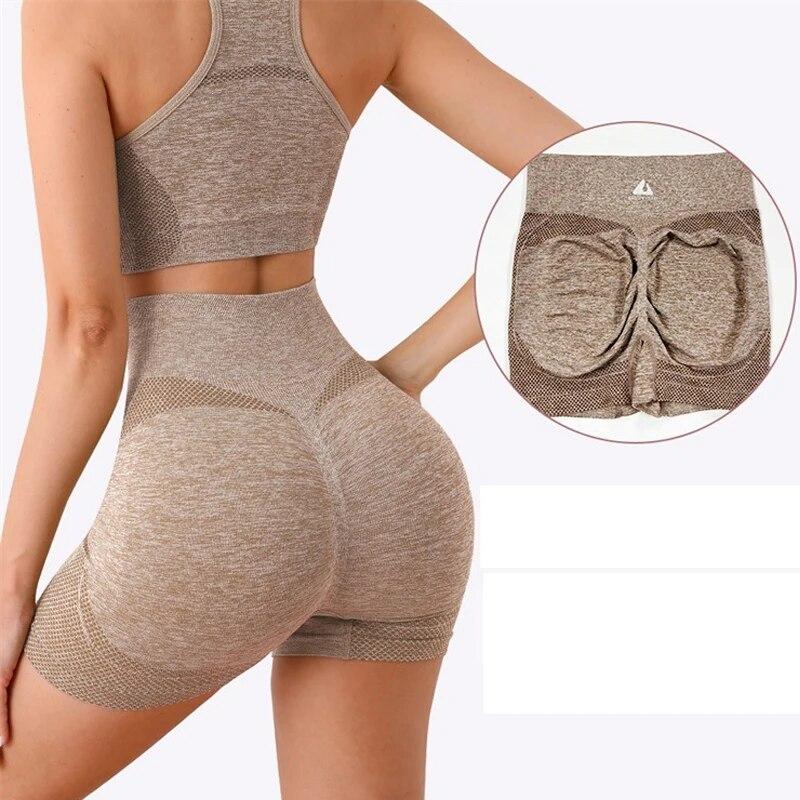 Casual Fitness Sports Women Vest Crop Tops And High Waist Yoga Shorts Suit 2 Two Pieces Sets Female Simple Outfits 30679