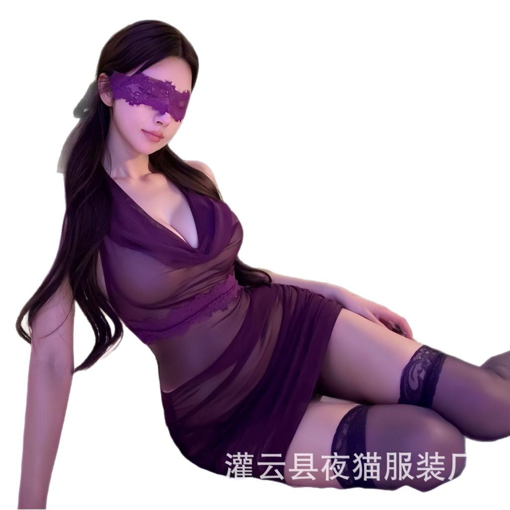 Sexy perspective split sex underwear mesh skirt mesh backless lace pure desire royal sister passion free cover