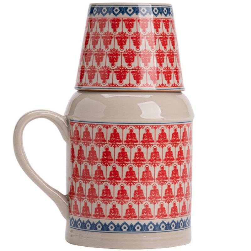 Керамические кружки с пробковой пробкой термосы с ручкой бутылка для воды большой емкости изолированная чашка для горячего чая кофе классическая посуда для напитков