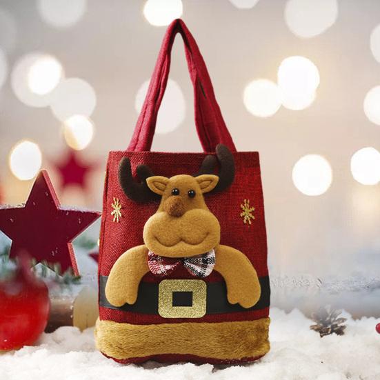 Рождественский подарок Сумочка Портативная ручка Мультфильм 3D Санта-Снеговик Лось Медведь Прочная ткань Многоразовая продуктовая конфета Вечеринка Подарочная сумка