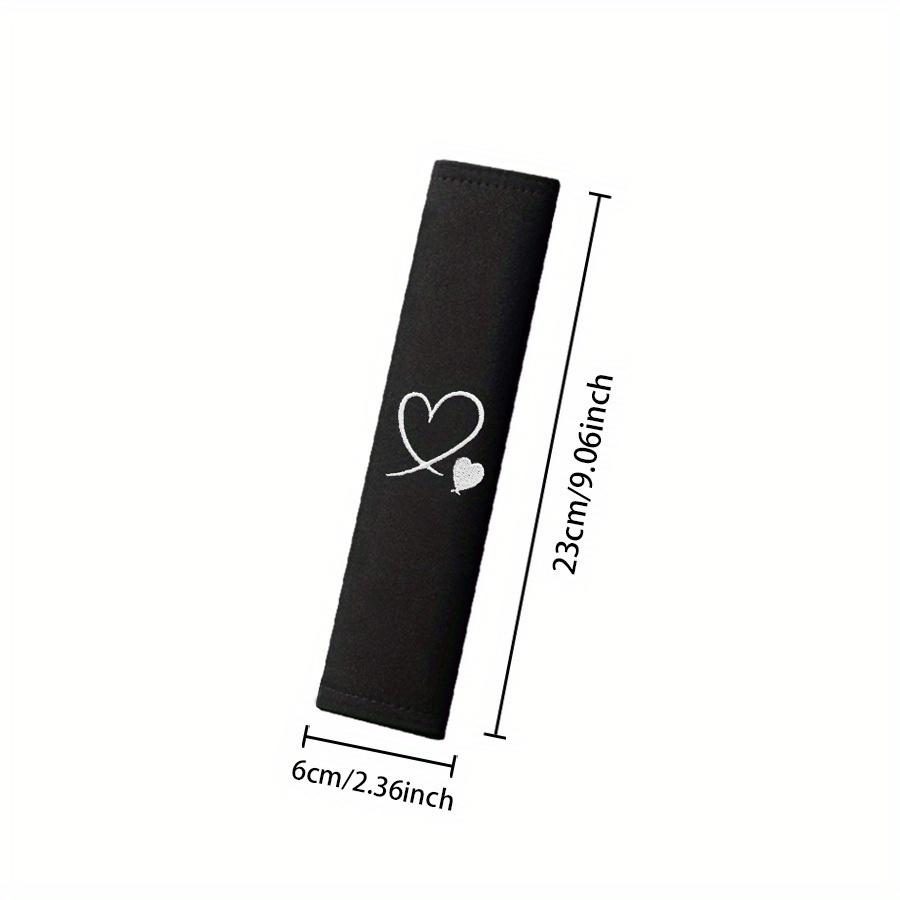 Soft Cool Car Seat Belt Shoulder Pads with Embroidered Heart Design | Comfort Covers for Enhanced Driving Experience, Fit Black Automotive Interior