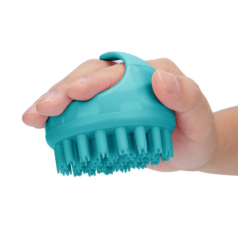 Круглая ручная массажная щетка для головы и волос, щетка для мытья шампунем с ручкой (зеленый)