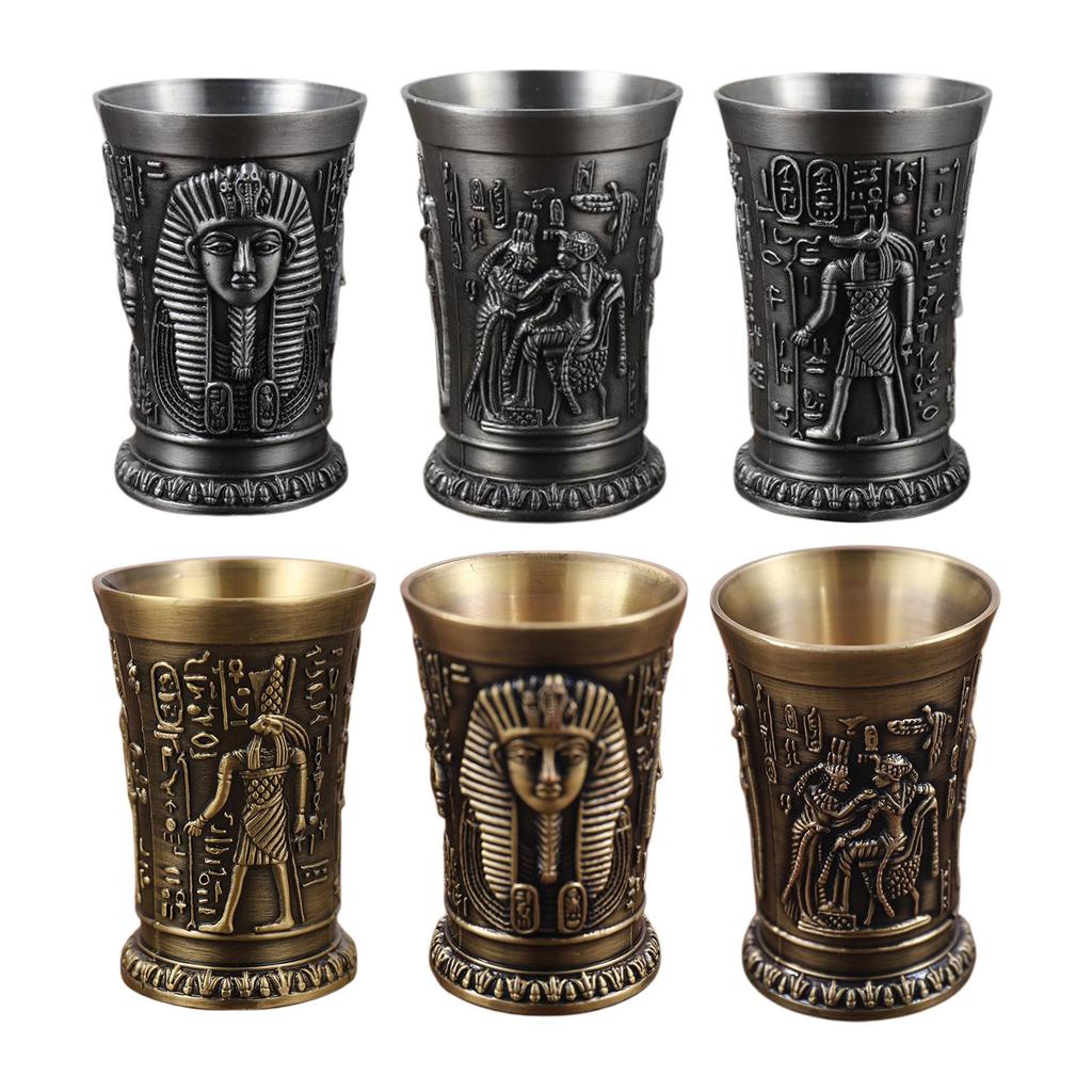 Creative Metal Wine Shot Glass Retro Egyptian Design Drinkware for Banquet Reception Wedding Party
