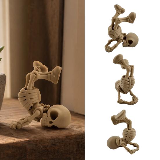 3D Printed Inverted Skeleton Figurine, Halloween Upside-Down Skeleton Statue, Spooky Skeleton Decoration for Home, Office, Holiday Party