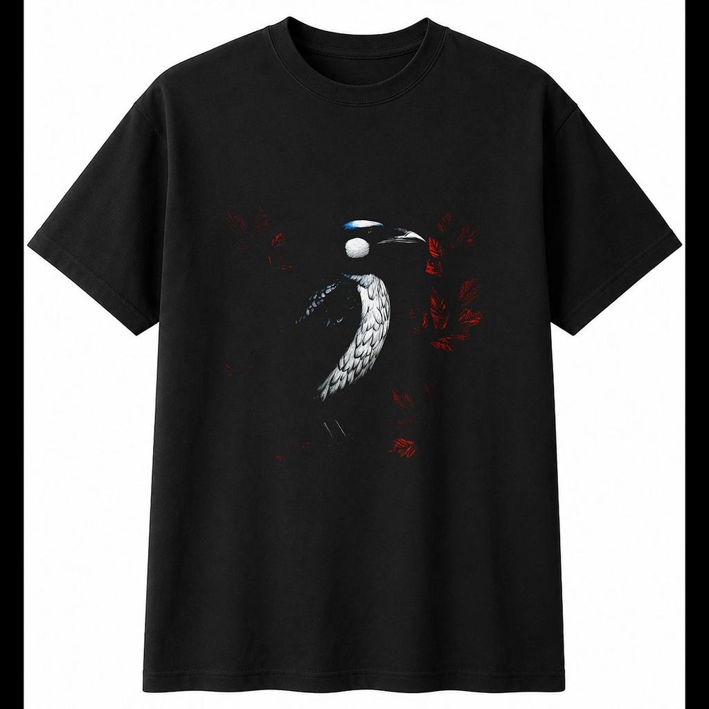 Charcoal Rook in Autumn Bird Mens T-Shirt Black 100% Cotton Birdwatching Printed